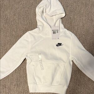 Nike Kids White Hoodie with Black Logo